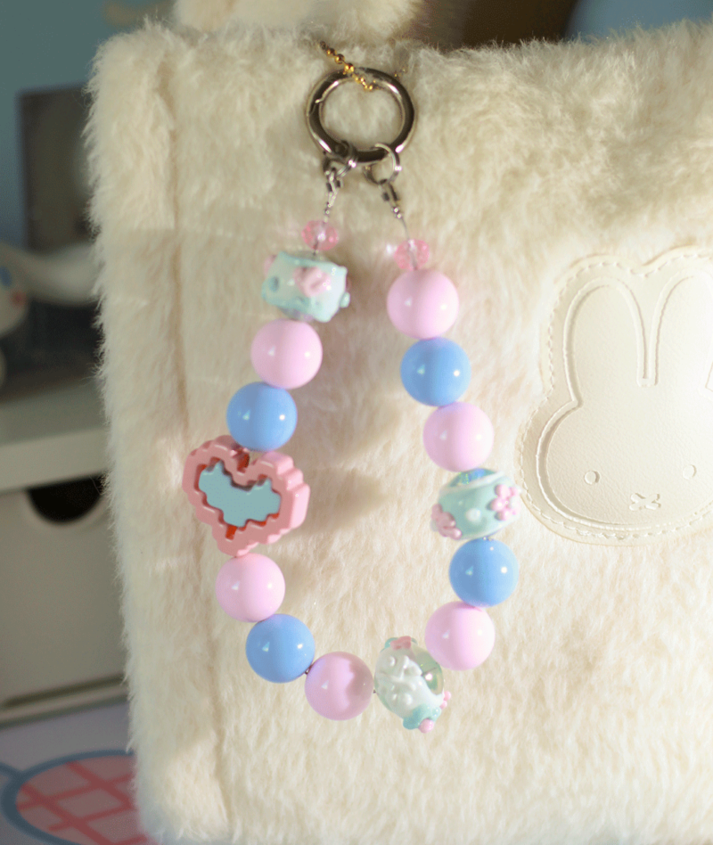Coeur Rose-Bleu Bracelet Téléphone